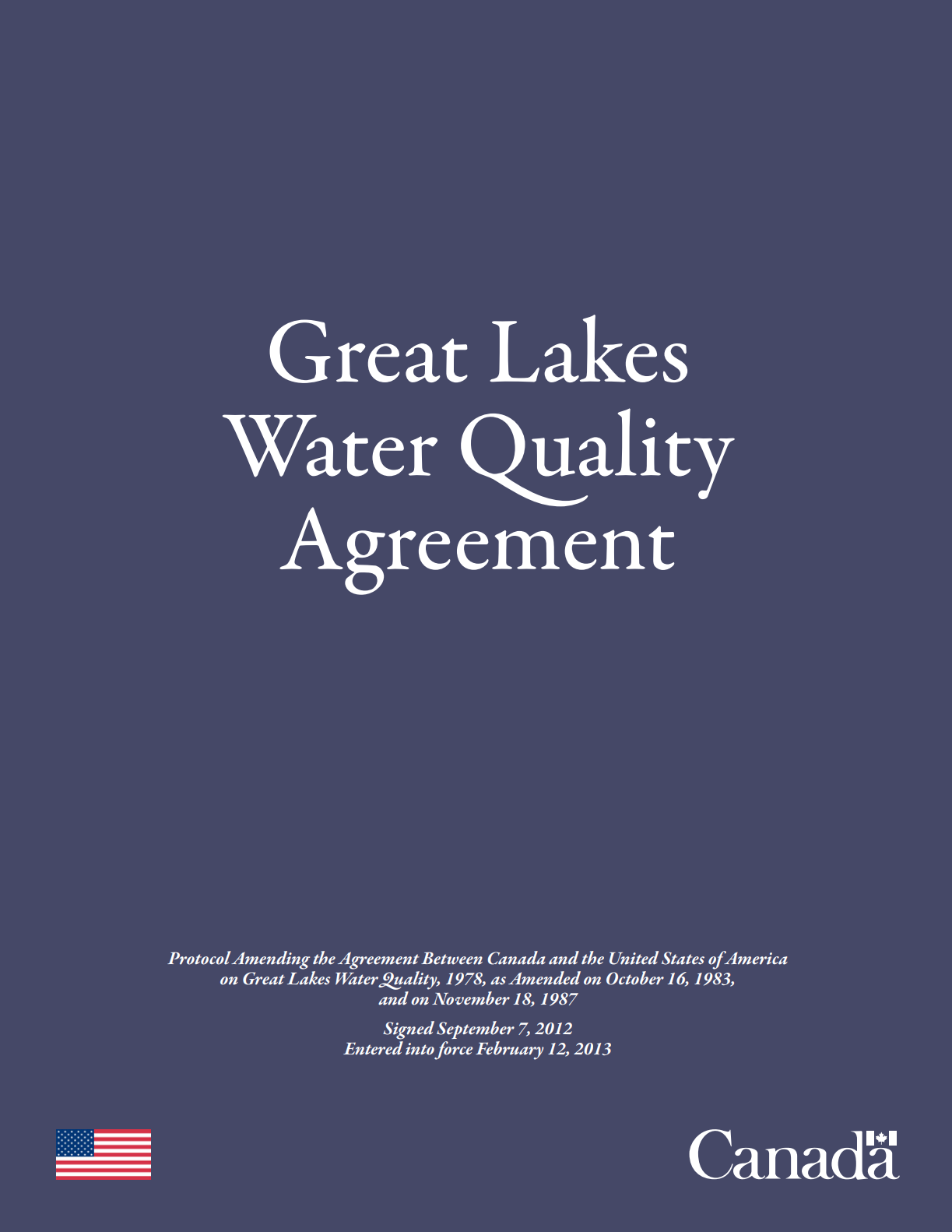 The Great Lakes Water Quality Agreement