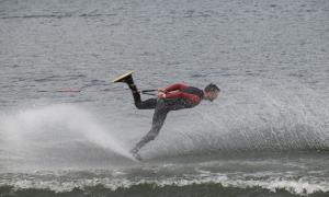 Bridgefest 2024 water skiing show competitor. Houghton, Michigan. Recreation. Sage Resh Chimner.